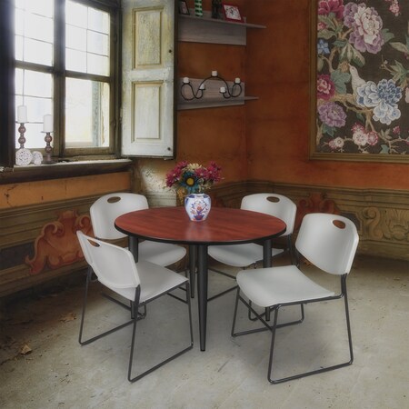 Regency Kahlo Round Table & Chair Sets, 48 W, 48 L, 29 H, Wood, Metal, Polypropylene Top, Cherry TPL48RNDCHBK44GY